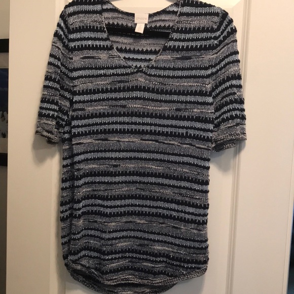 Chico’s blue and white striped sweater size 2 - Picture 1 of 3